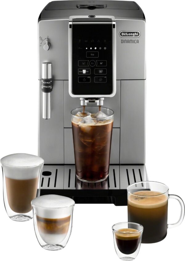 De’Longhi – Dinamica TrueBrew Over Ice Fully Automatic Coffee and Espresso Machine- Chrome and Black - Image 3