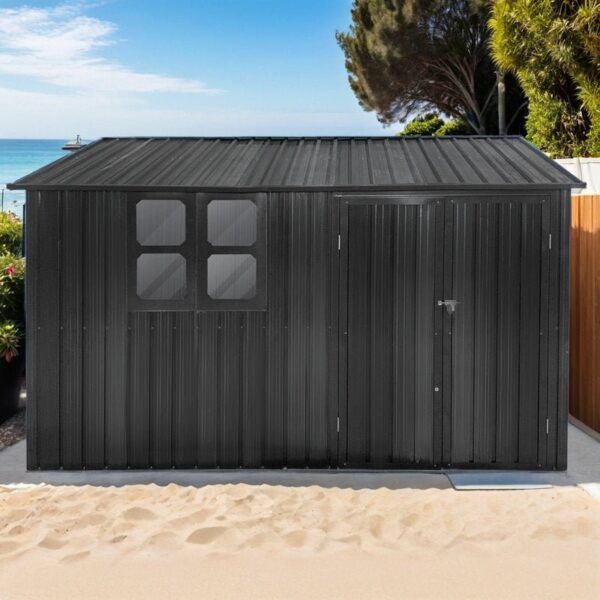 Metal outdoor storage sheds with window 10ftx8ft