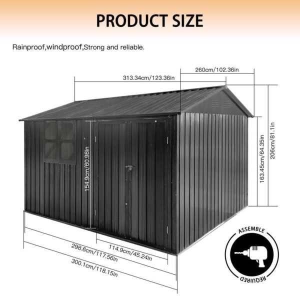 Metal outdoor storage sheds with window 10ftx8ft - Image 6