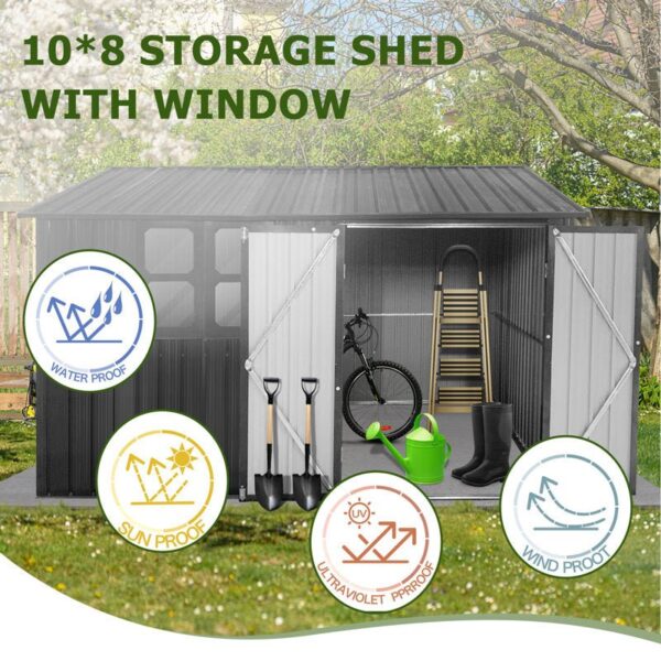 Metal outdoor storage sheds with window 10ftx8ft - Image 5